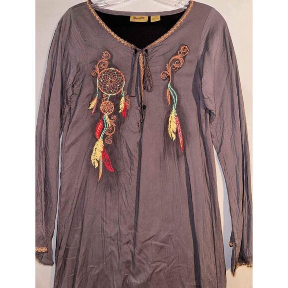 Wrangler Womens Embroidered Long Sleeve Dress With Dreamcatcher Design - Picture 2 of 9